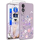 Yucenx for Samsung Galaxy S25 Edge Case, Girls Women Florals Liquid Silicone Phone Case, Shockproof Anti-Scratch Soft Protection Case with Screen Protectors for Galaxy S25 Edge (Colorful)