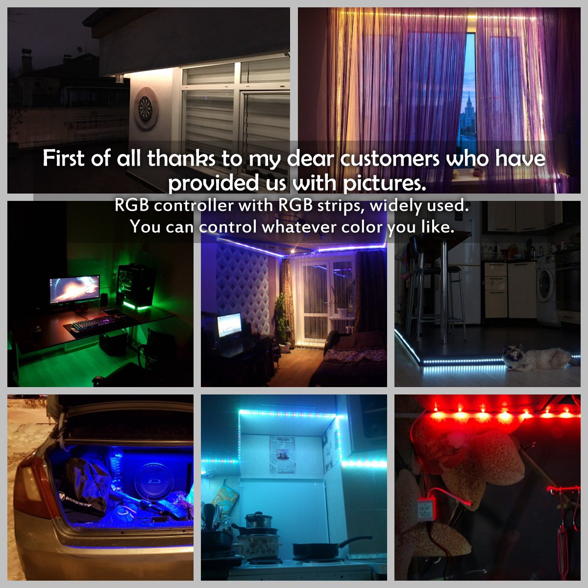 B2ocled LED RGB Flexible Strip Lights Kit SMD 5050 16.4Ft(5M) 300leds Waterproof Color Changing with 24key IR Controller and 12V 2A Power Supply Adapter