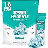 TRULABS Hydrate Electrolyte Drink Mix &ndash; Glacier Flavor, Sugar-Free Hydration Packets with 1422 mg Electrolytes &amp; 19 Vitamins &amp; Minerals, Monk Fruit Sweetened, On-the-Go Sticks (16 Count)
