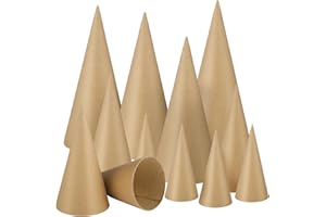 Zhanmai 12 Pcs Paper Mache Cones Open Bottom Cardboard Craft Cone for DIY Gnomes Ornament Tree Decoration DIY Craft Home Decoration(13.8 x 5, 9.8 x 3.9, 5.9 x 2.75 Inch)