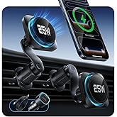 ESR OmniLock Qi2.2 Certified 25W MagSafe Car Mount Charger with CryoBoost, Phone Cooling MagSafe Car Charger, 360° Rotatable, Air Vent Magnetic Car Phone Holder for iPhone 17/16 with iOS 26, Black