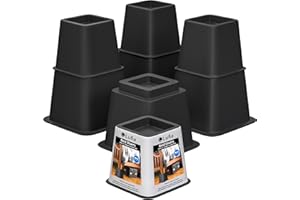 Lufia Bed Furniture Risers Heavy Duty, Elevation in Heights 8, 5 or 3 Inch, Adjustable Furniture Risers for Sofa, Table, Couch, Chair or Desk, Supports up to 1,300 lbs (Set of 4, Black)