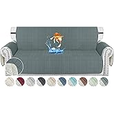 MAXIJIN Waterproof Couch Covers for 3 Cushion Couch Sofa Pet Friendly, 69" Quilted Sofa Covers Washable Dog Couch Cover Protector with Elastic Strap & Side Pocket (Sofa, Dark Gray)