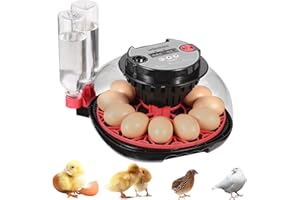 ZEMIRO CHARGE 12 Egg Incubator with Automatic Turning, Humidity Control, LED Egg Candler, and Auto Water Addition, for Hatching Chicken, Goose, Duck, Quail, Pigeon (12 Egg Incubator Pro)