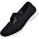 HONHOLD Women Mary Jane Shoes Slip On Walking Flats Comfortable Dressy Knit Washable Casual Nurse Shoe with Arch Support