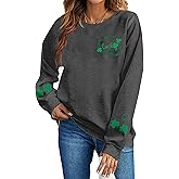 MNLYBABY St. Patrick's Day Sweatshirt for Women Lucky Shamrock Print Shirt Cute Ireland Clover Gift Long Sleeve Pullover Tops