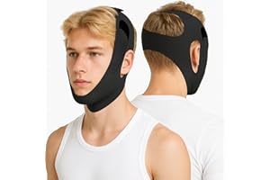 Holinee Chin Strap for Sleeping, Adjustable Chin Strap for Snoring, Anti Snoring Devices Breathable and Reusable, Comfortable Stop Snoring Solution, Anti Snore Chin Strap for Men and Women (Black)