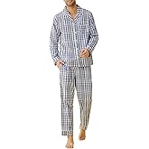 Latuza Men's Lightweight Cotton Pajamas Long Sleeves Shirt Pants Set