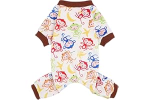 KOSIYI Dog Pajamas for Small Dogs Male Female, Puppy Pjs Jammies 4 Leg Dog Clothes for Shih Tzu Spring Winter Onesies Jumpsuit Clothing for Pet Dogs Male Female, Medium, Brown Monkey