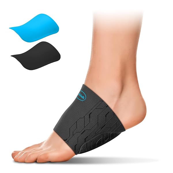DR. SCHOLL’S COMPRESSION ARCH SLEEVES WITH MASSAGING GEL, BREATHABLE FABRIC, ARCH SUPPORT SLEEVE FOR FOOT PAIN RELIEF, 2 REMOVABLE RIGID INSERTS (2-PACK)