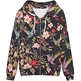 Irisjudy Color Stripes Zip up Hoodies for Women, Monet Art Sport Sweatshirt Women Ladies Hooded Tops for Spring Fall