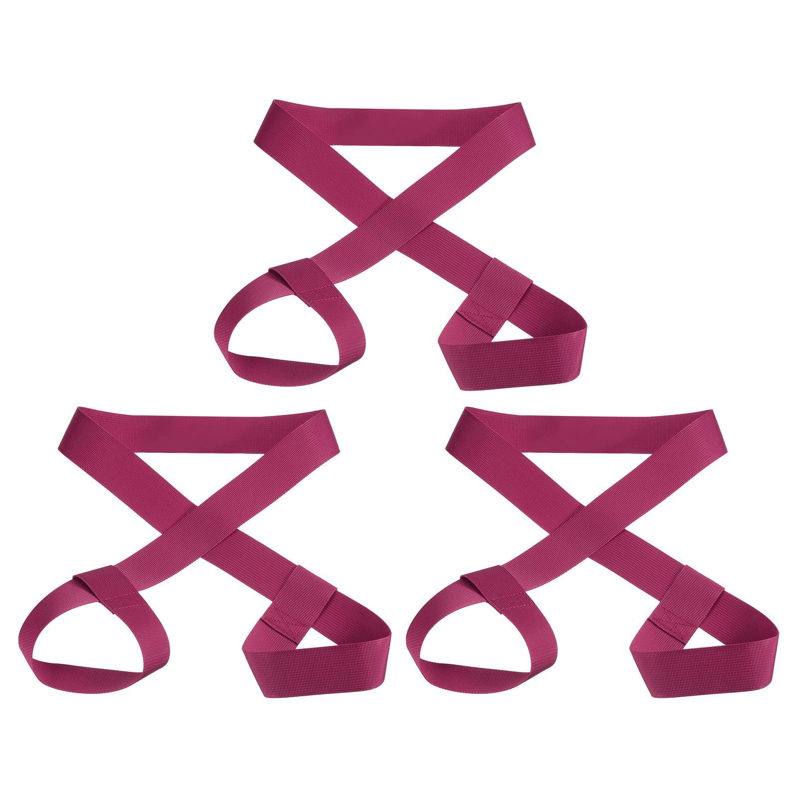 PATIKIL 126cmx3.8cm Roller Skate Leash, 3 Pack Adjustable Ski Boots Carrier Strap for Ski Boots, Roller Skates, Snowboard Boots, Yoga Mats, Dark Red