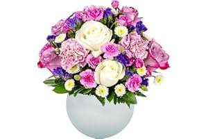 Rejuvenate | Purple, White Aquabloom Fresh Flower Arrangement with Vase | Designed by Arabella Bouquets