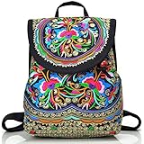 Goodhan Vintage Embroidered Women Backpack Ethnic Travel Handbag Shoulder Bag