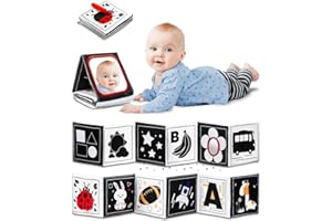INFINNO High Contrast Black and White Baby Toys for Newborn 0-6 Months – Contrast Cards & Sensory Baby Book with Mirror – Tummy Time Infant Toys for Visual Stimulation, Early Learning & Brain Development