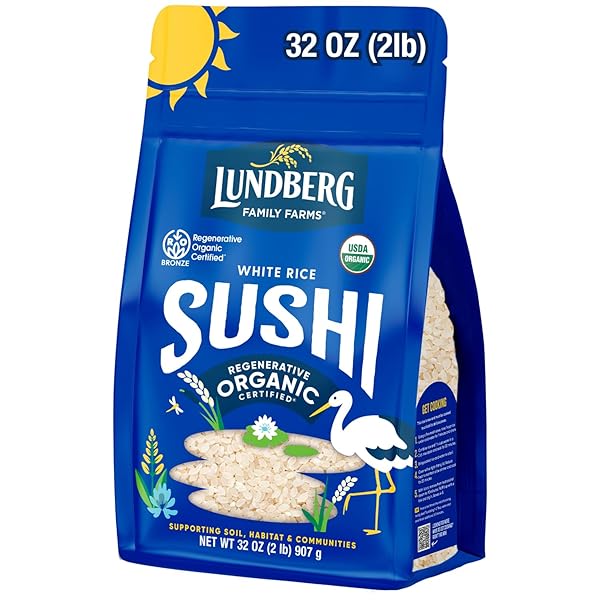LUNDBERG SUSHI RICE, STICKY WHITE JAPANESE-STYLE SHORT GRAINS,...