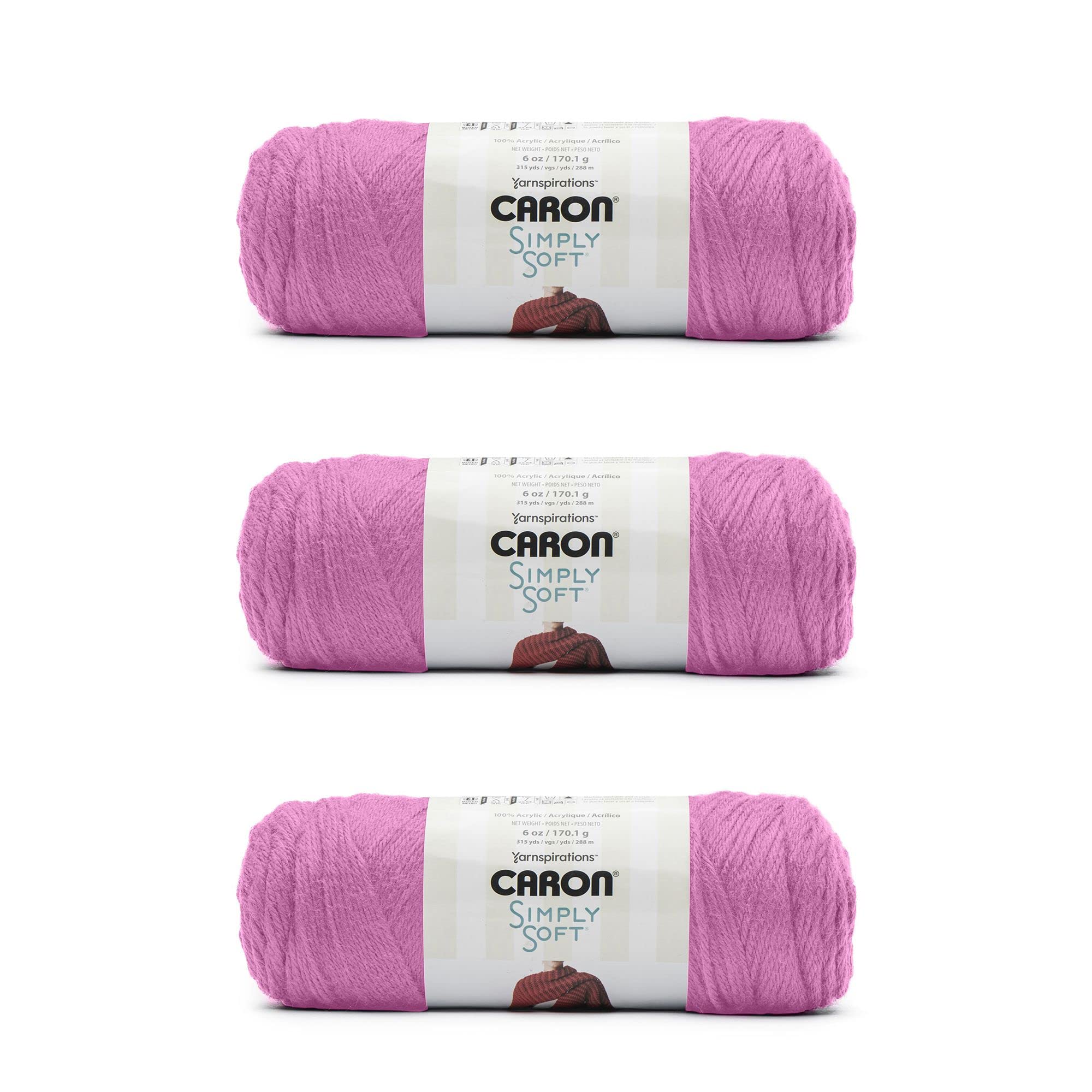 Caron Simply Soft Yarn, BlackBerry Pack of 3 Balls
