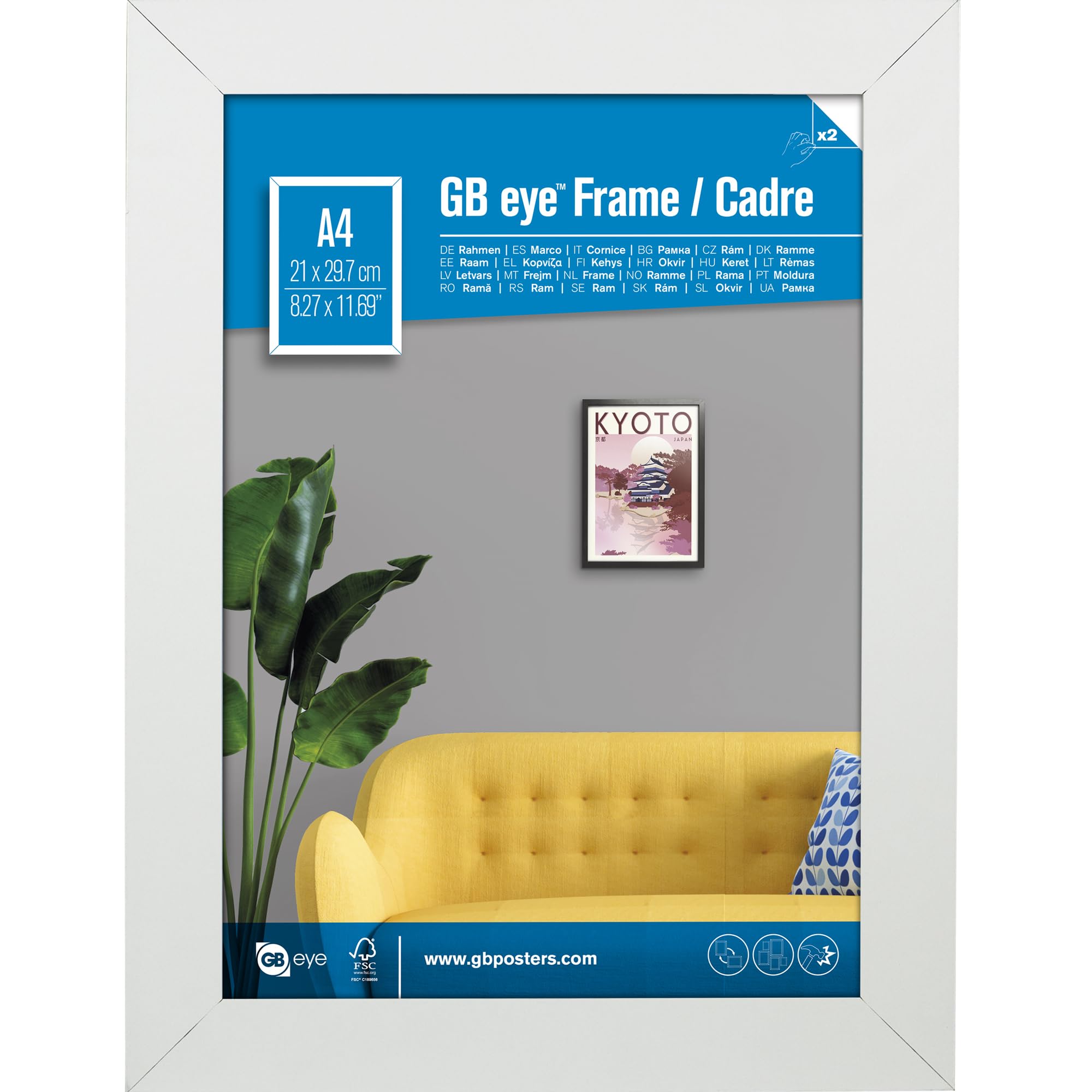 GB Eye Contemporary Wooden White Picture Frame - A4-21 x 29.7cm