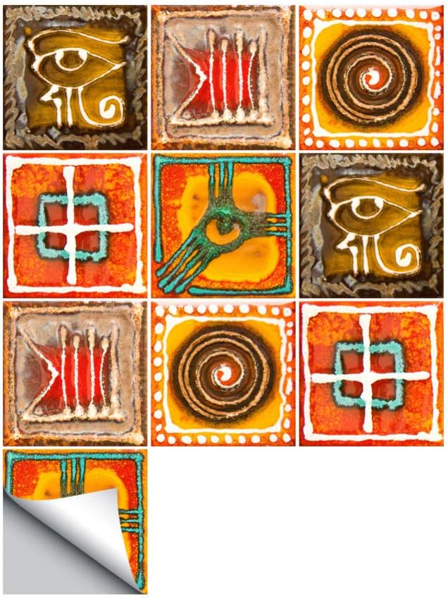 VanBest 1Set/10pcs Abstract Colorful Pattern Tile Stickers Wall Decor 6x6Inch