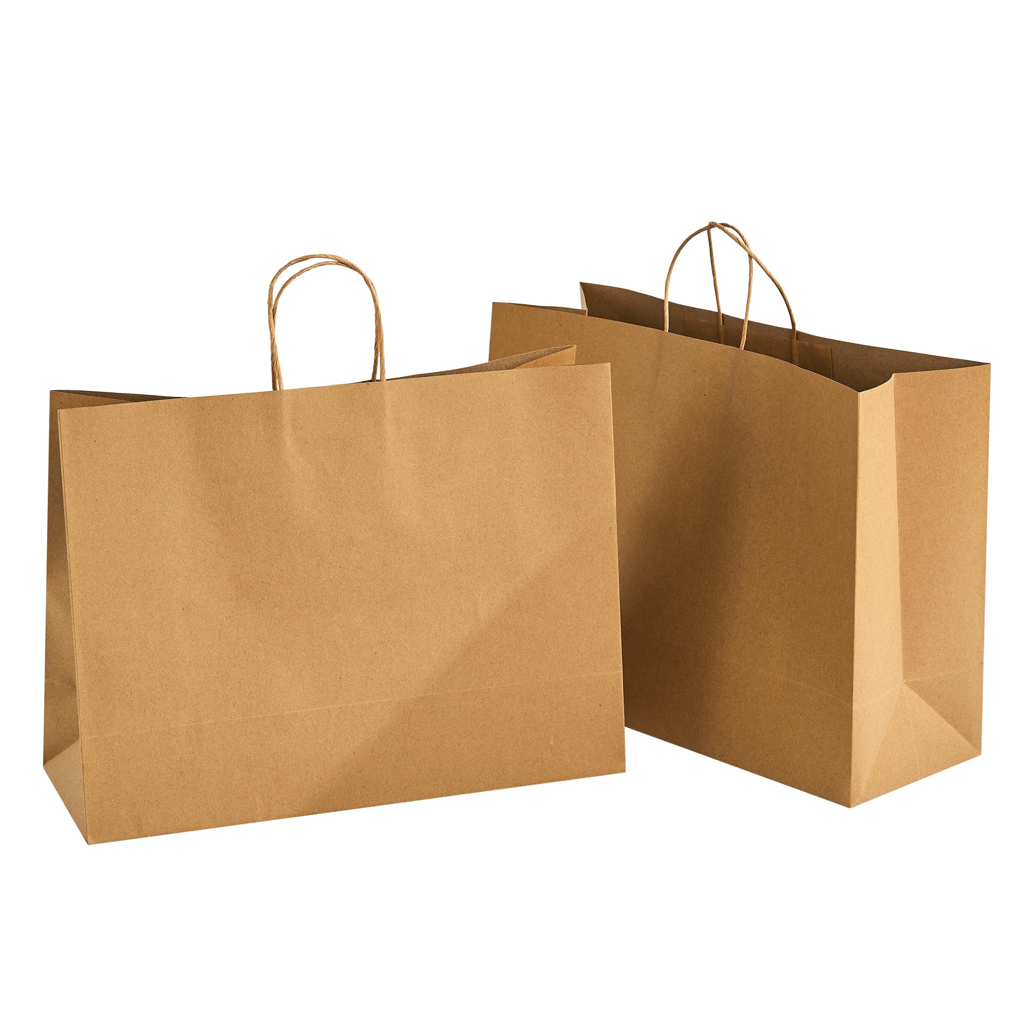 RACETOP Large Brown Paper Bags with Handles Bulk 100Pcs 16x6x12 Inch Gift Bags Bulk, Brown Kraft Paper Bags for Retail, Party, Shopping, Christmas, Favor Image