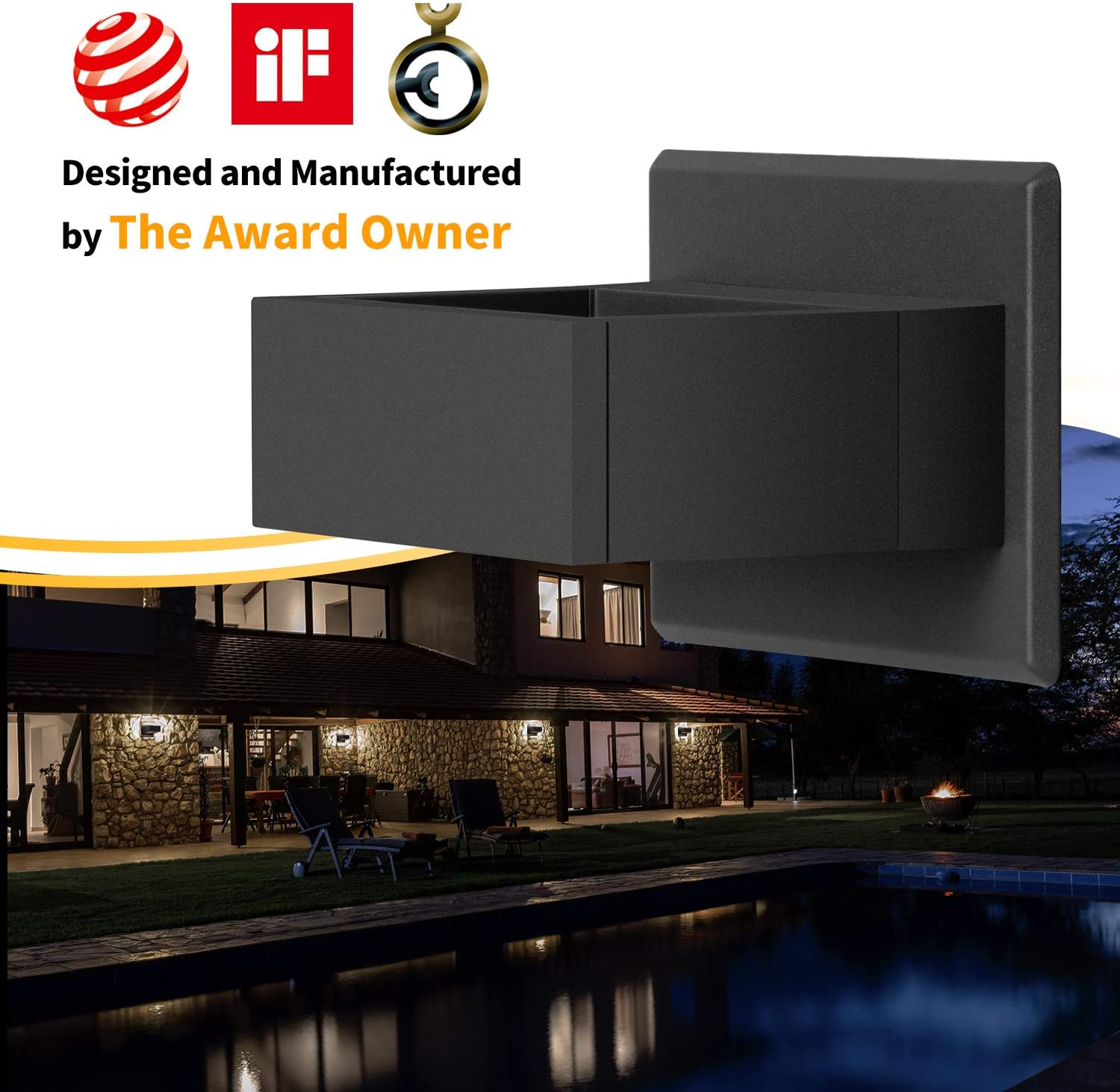Inowel Outdoor Wall Sconce Exterior IP54 Waterproof Wall Fixture LED Wall Light Mount Lamp Lantern Anti-Rust Matte Grey Finish Aluminum Light Body for Porch Entryway Doorway Corridor 7.5W 240Lm 3000K - - 