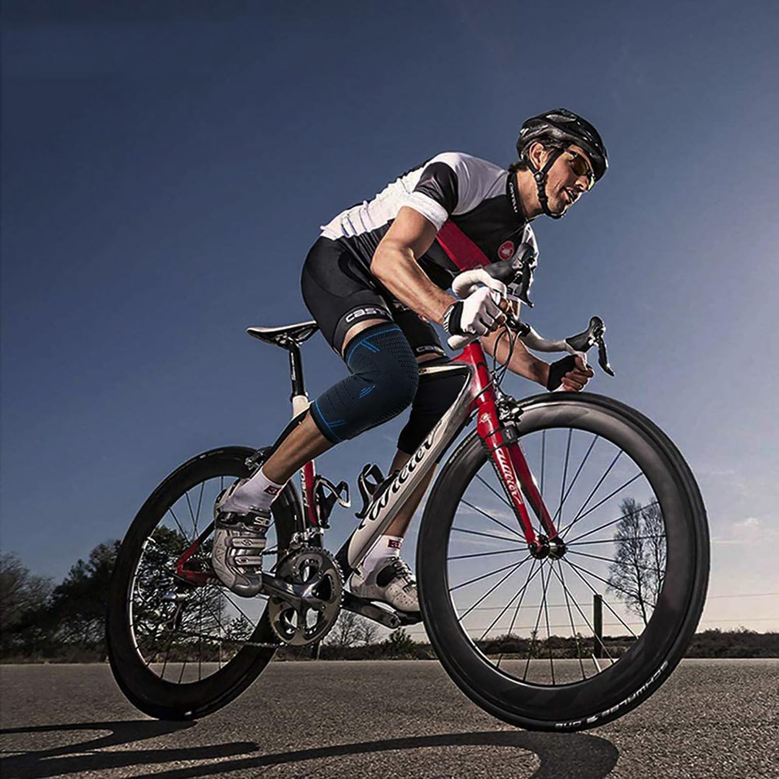 Seitaku Knee Braces for Women Men 2 Pack, Knee Compressin Sleeve Support for Running, Working out, Weightlifting, Football, Basketball, Gym, Sports (Navy, Medium)