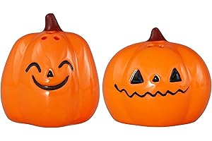 Hanna’s Handiworks Pumpkin Salt and Pepper Shaker Set – Hand Casted – Ceramic – Vintage Tabletop and Display- 2½”W x 2¼”H x 2