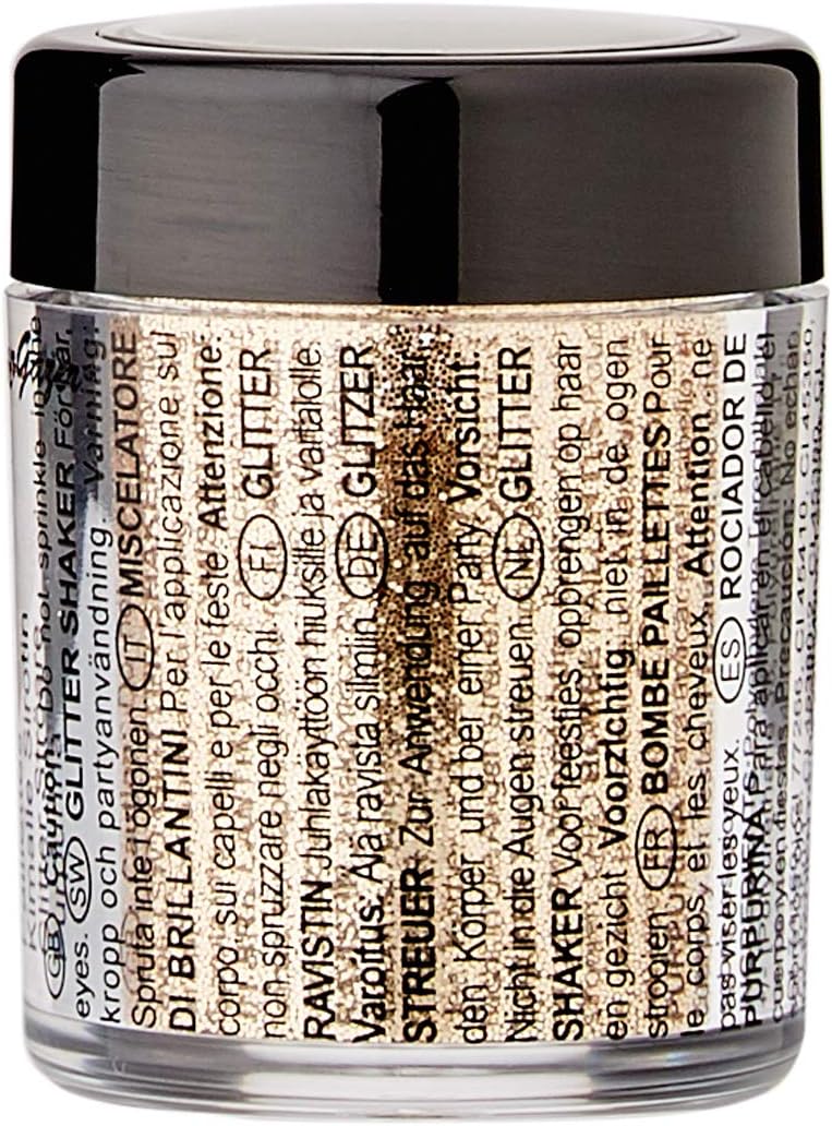 Stargazer Glitter Shaker, Gold. Cosmetic glitter powder for use on the eyes lips, face, body, hair and nails - Image 3