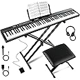 VEIYOUMO 88 Key SEMI-Weighted Keyboard Piano For Beginners w/Stand Bench, MIDI, Bluetooth, 1000 Tones/Rhythms, 150 Demos, Sustain Pedal, Metronome, Sync, Chord, Dual Key, Key Drum, Teaching Mode