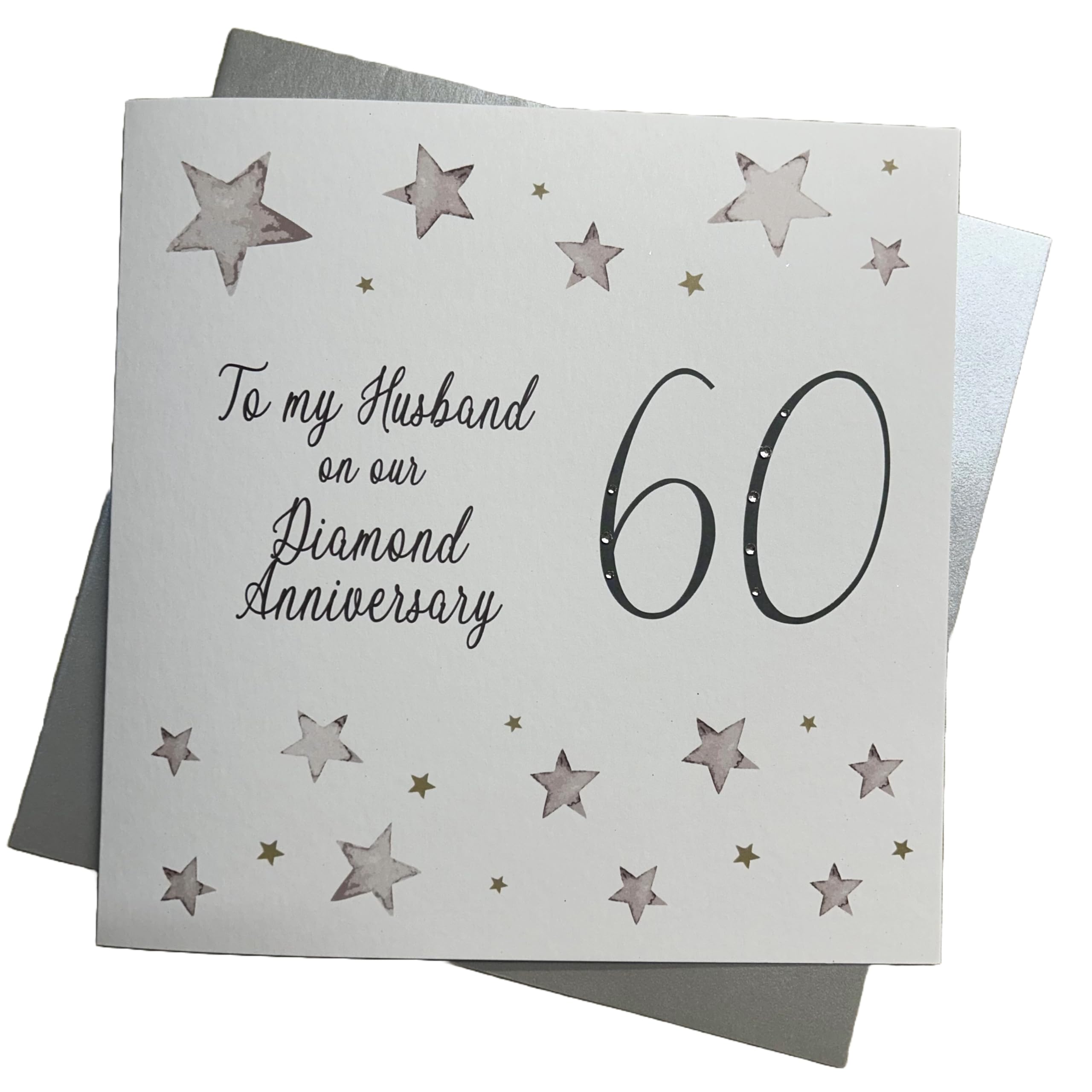 White Cotton Cards Large Big Twist Range Diamond, To My Husband On Our Diamond Anniversary 60" Handmade 60th Anniversary Card