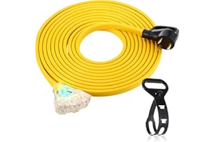 Tellegloww 25 FT Flat RV Generator Adapter Cord Compatible with NEMA TT-30P to 3X 5-20R/5-15R, 30A to 110V 15/20 A Household Outlet Adapter, 10 Gauge Flat RV Generator Extension Cord, ETL Listed