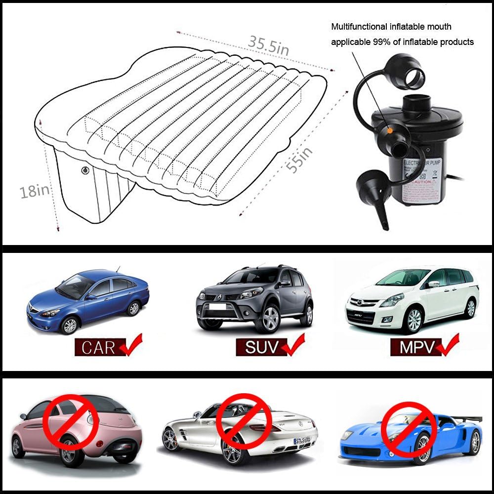 HAITRAL Portable Travel Camping Inflatable Mattress with Pillow Fits Most Car Models for Camping Travel and Car, Flitaing Bed, Floating Bed (Black) : Sports & Outdoors