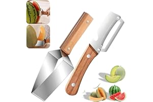 Triangle Watermelon Cutter, Stainless Steel Triangle Watermelon Slicer Large Piece, 2-in-1 Multifunctional Fruit Slicing for 