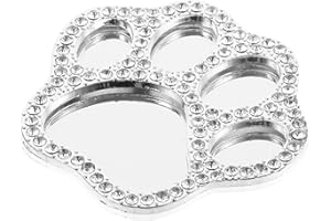 NOLITOY Crystal Cat Paw Shape Mirror Phone Case Decoration Multi-functional Rhinestone Charm for DIY Compact