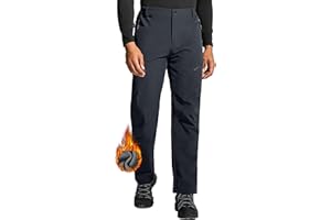 ISEEGZ Mens Snow Ski Hiking Pants Winter Fleece Lined Outdoor Waterproof Insulated Zipper Bottom Leg