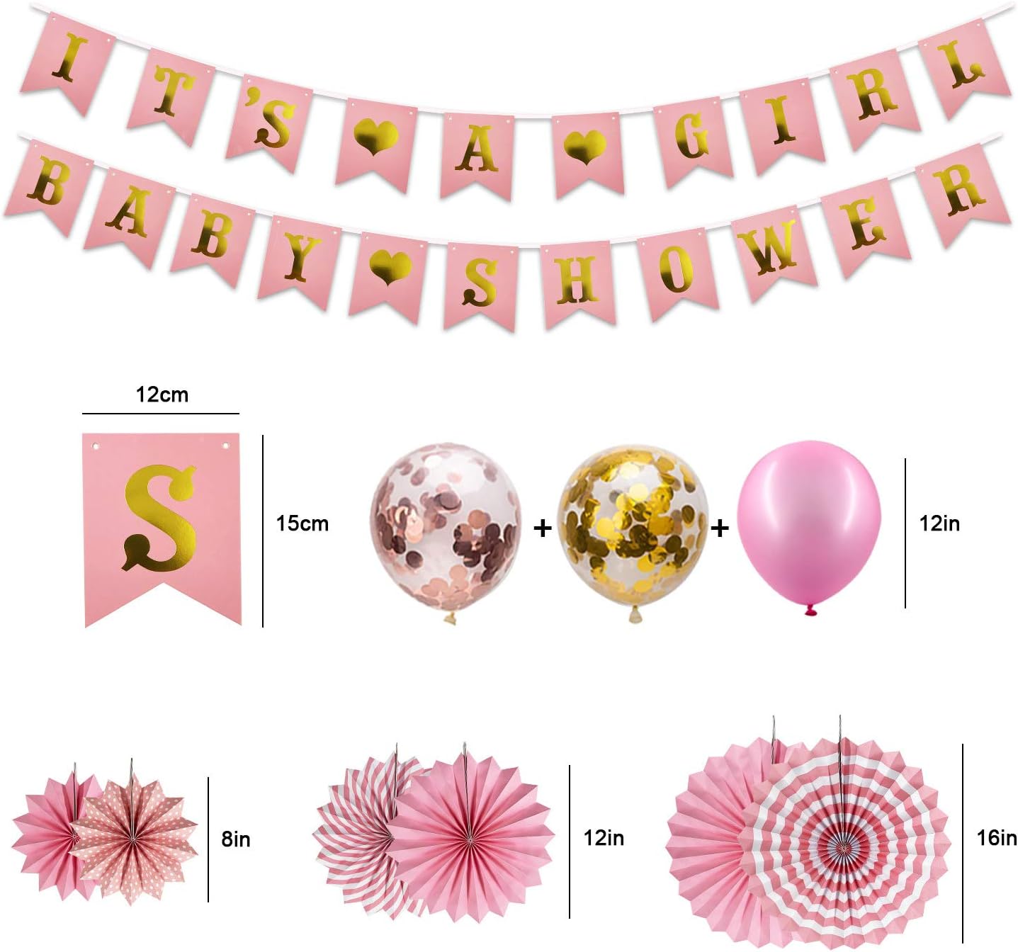 Hyselene Baby Shower Decorations,Baby Shower Decorations Girls,Pink