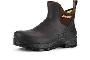 Showave Men's Rubber Boots Waterproof Rain Footwear Durable Short Hunting Boots for Mud Gardening Yard and Chore Working
