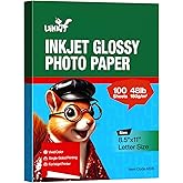 Uinkit Glossy Inkjet Photo Paper 8.5x11 Inches 100 Sheets 48lb Dye Ink 180Gsm Professional Photographic Paper Letter Size 8.5