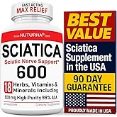 Sciatica Nerve Relief Supplement with 600 mg Alpha Lipoic Acid - Maximum Strength ALA Sciatic Support for Feet, Hands, Fingers, and Legs - Ultra Potent 18-in-1 Natural Nerve Vitamins - 120 Capsules