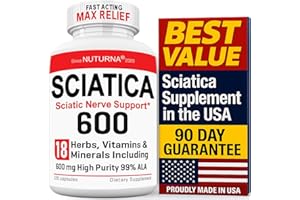 NUTURNA Sciatica Nerve Relief Supplement with 600 mg Alpha Lipoic Acid - Maximum Strength ALA Sciatic Support for Feet, Hands, Fingers, and Legs - Ultra Potent 18-in-1 Natural Nerve Vitamins - 120 Capsules