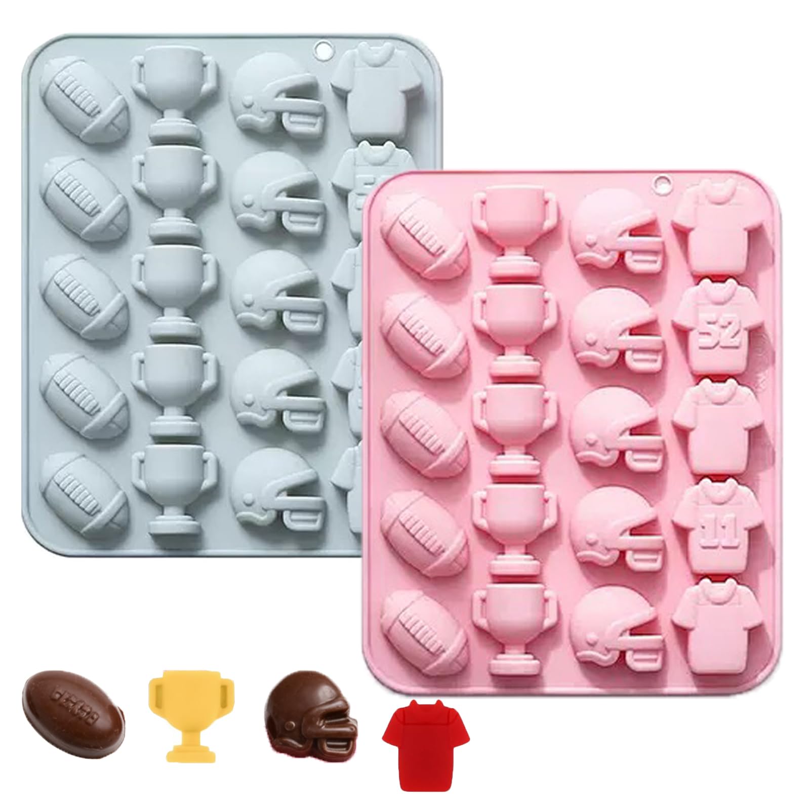 Photo 1 of 2Pack Football Ice Cube Mold, 20Cavity Silicone Football Chocolate Mold, 3D Silicone Footballs Cake Pop Molds for Cake Decoration, Chocolate,Ice Cube, Candy