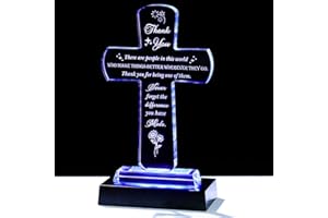 Movdyka Thank You Gifts for Women Men - Crystal Cross-Shaped Plaque with Light Base - Appreciation Inspirational Gift for Boss, Coworker, Teacher, Mentor, Mom, Friend, Doctor Grateful Present Ideas