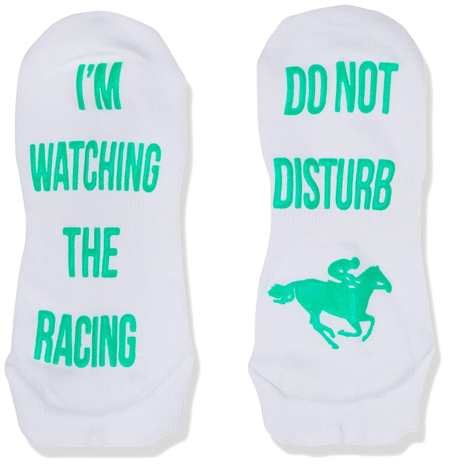 'Do Not Disturb, I'm Watching The Racing' Funny Ankle Socks - Great Gift For Horse Racing Fans