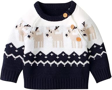 Eghunooye Nouveau Ne Bebe Garcon Fille Pull Tricote Motif Cerf Chandail De Noel Chandail D Hiver Chaud Chandail De Noel Amazon Fr Vetements Et Accessoires
