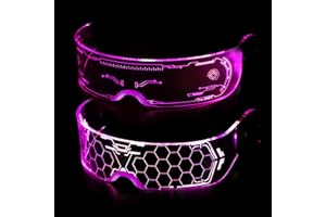 ZCOINS LED Cyberpunk Light Up Glasses 7 Color & 4 Modes 2 Pcs Rave Futuristic Glasses Festival Outfit for Adults (Futuristic)
