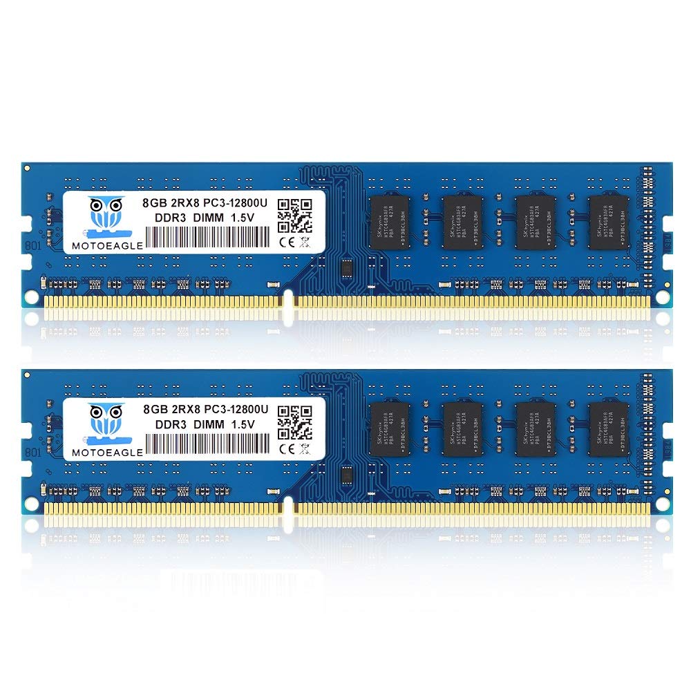 DDR3/DDR3L 1600 MHz UDIMM RAM 16GB Kit (8GBx2) PC3/PC3L 12800U 8GB 1.35V/1.5V 240-Pin Non-ECC Unbuffered 2RX8 Dual Rank Desktop Memory