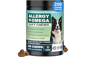 BFDEREN Dog Allergy Chews Omega 3 is Human Multivitamin Itch Relief Medicine for Dogs Itching Skin Relief and Aller Immune Pet Allergy Dog Anti Itch Chews Coat Licking Supplements Pills Meds Medicine for Dogs