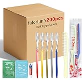 Bulk Hygiene Kits for Homeless,Disposable Toothbrushes with Toothpaste and Comb for Homeless Individually Wrapped,Basic Toiletry Kits Travel Size Shampoo And Body Wash For Hotel,Air Bnb Charity (200)