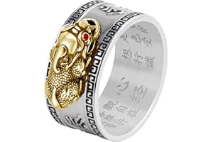 HJ HUAJ Feng Shui PiXiu Mantra Ring - Lucky Wealth Jewelry