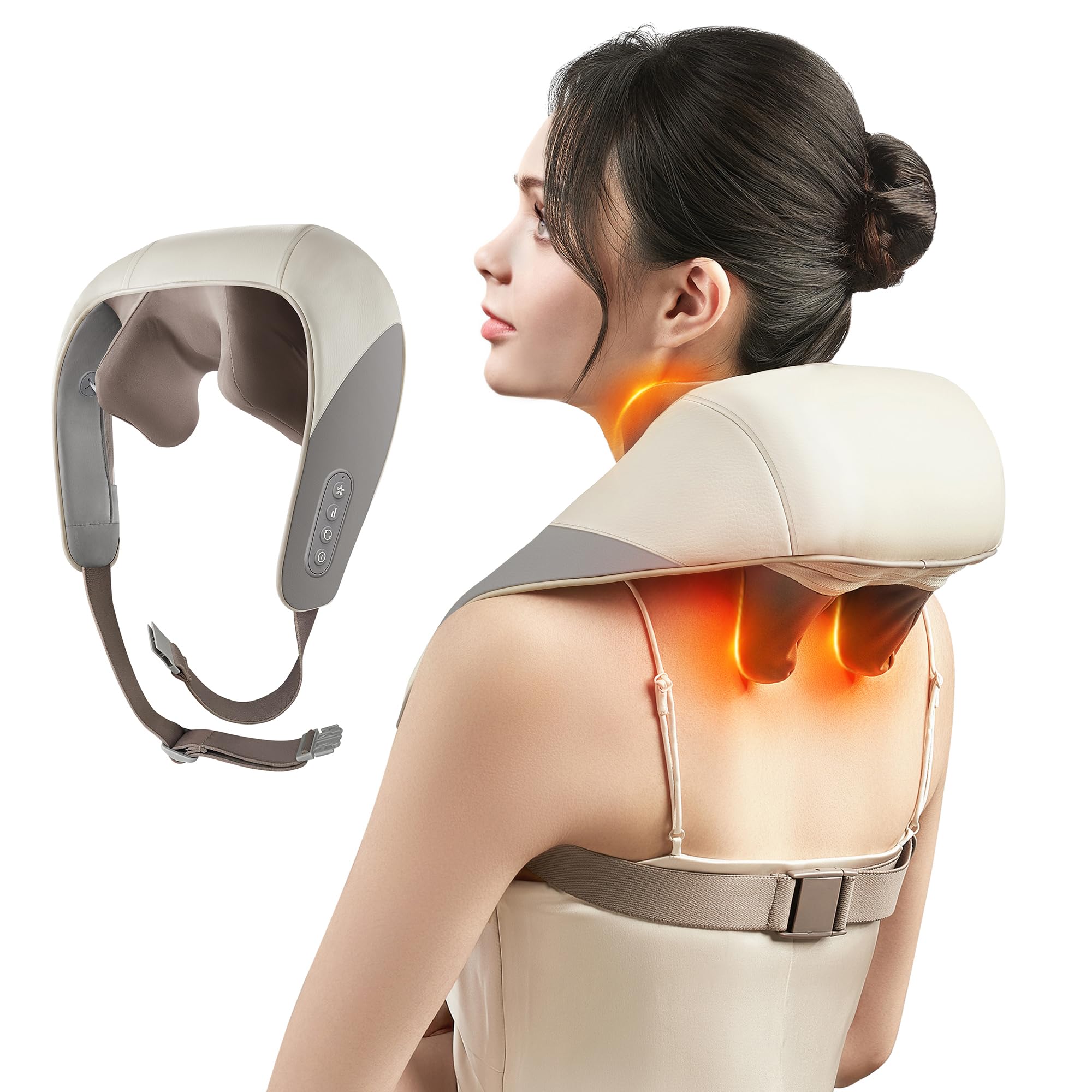 Photo 1 of SORELAX Mini Shiatsu Neck Massager, Shoulder Neck Massager with Heat for Pain Relief Deep Tissue, Neck, Back, Shoulder, Leg Electric Kneading Massager, Perfect Gifts for Men Women Dad Mom (Grey)